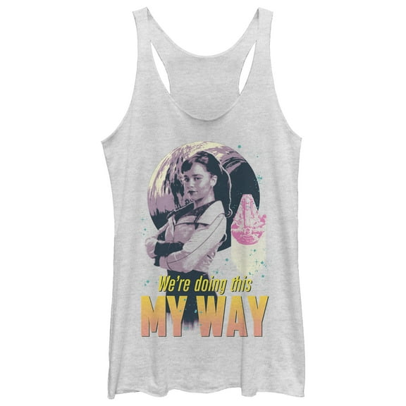 Women's Solo: A Star Wars Story Qi'ra My Way Ship Racerback Tank Top White Heather Large