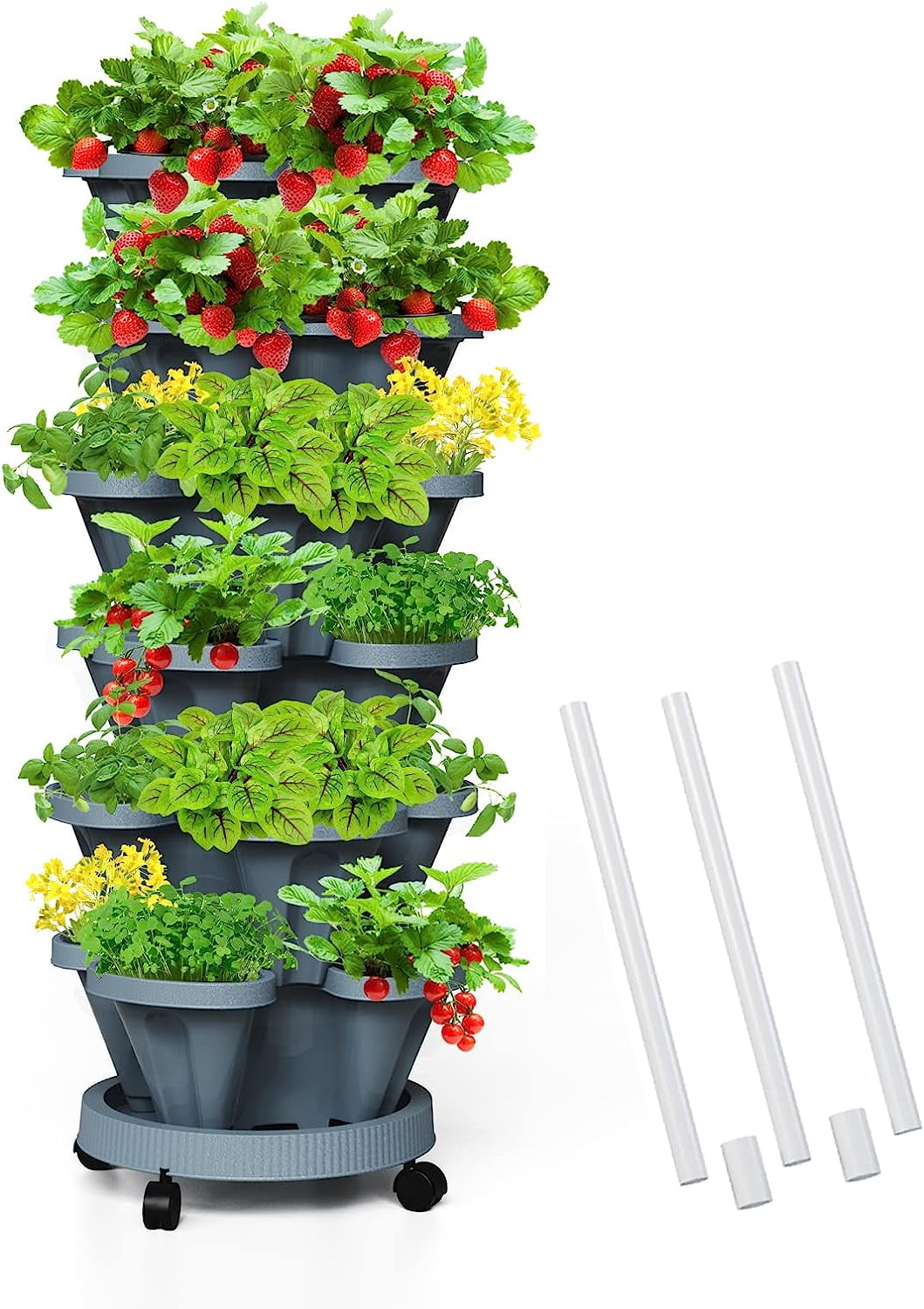SHMAMT Strawberry Vertical Planters Tower Garden, 6 Tiered Stacking