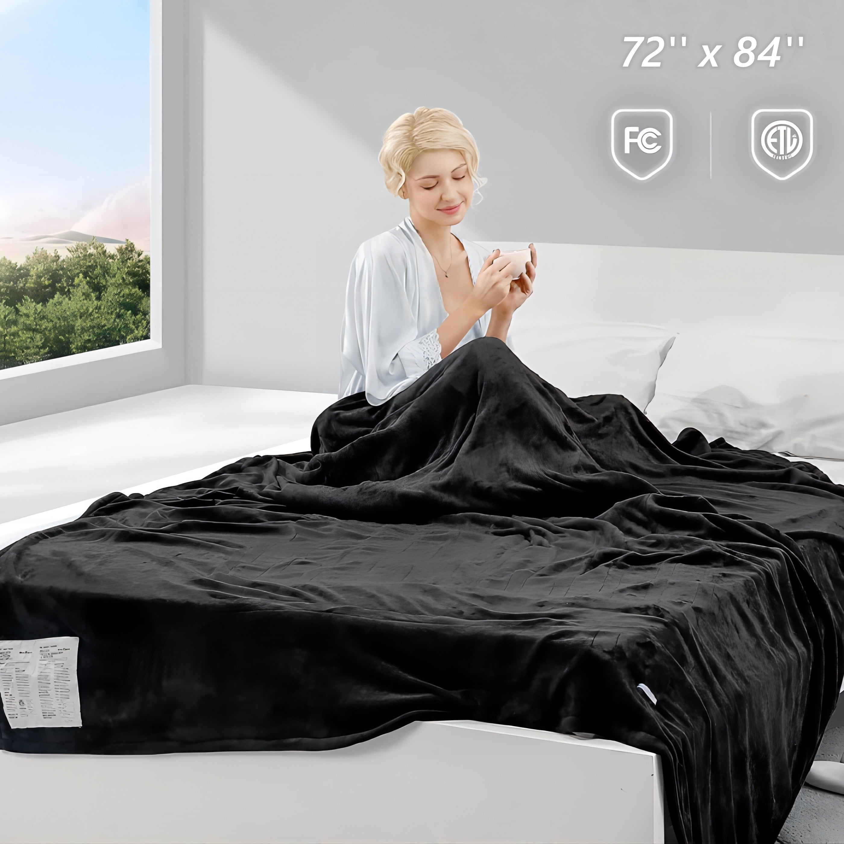 MaxKare Electric Heated Blanket Full Size 72" x 84" Double Flannel