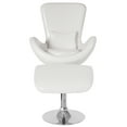 thumbnail image 7 of Merrick Lane Monarch Faux Leather Upholstered High Back Lounge Chair and Ottoman Set with Matching Chrome Bases in White, 7 of 7