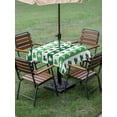 thumbnail image 3 of Outdoor Tablecloth with Umbrella Hole and Zipper, St. Patrick's Day Square Table Cloth 60x60 Inch Waterproof Tablecloth, Green Irish Lucky Clovers Stripes Picnic Table Cover for Patio Camping, 3 of 7