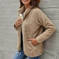 thumbnail image 6 of Leadmall Women Fleece Jackets Snap Buttons Closure Lapel Long Sleeve Fleece Lined Open Front Cardigans Coat Thick Warm Winter Fuzzy Fleece Cardigan Sweater with Pockets Outerwear Beige XXL, 6 of 7