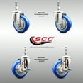 thumbnail image 2 of 4 Inch 316SS Blue Polyurethane Swivel 10mm Threaded Stem Caster Set 2 Brake, 2 of 2