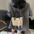 thumbnail image 4 of Bolso de mano de paja de gran capacidad a la moda para mujer, nuevo bolso bandolera de hombro para ir a la playa y viajar, 2025, 4 of 5