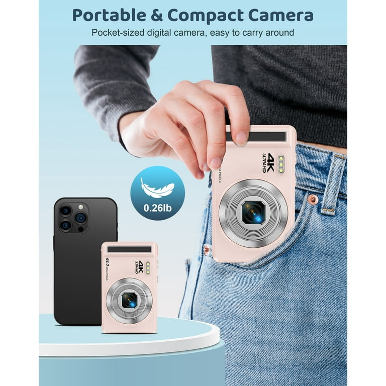 SEREE Digital Camera 4K 64MP with 16X Digital Zoom Autofocus