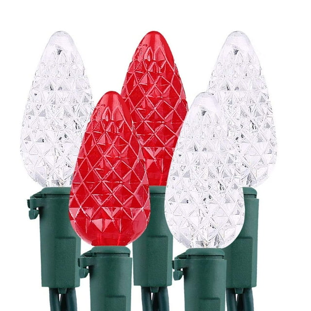 Cadena de luces Brizled C5, roja y blanca, 10 m, 120 V, con certificación UL