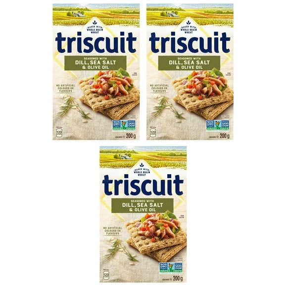 Triscuit Dill Sea Salt & Olive Oil Snacking Crackers, 200g (3 Pack)