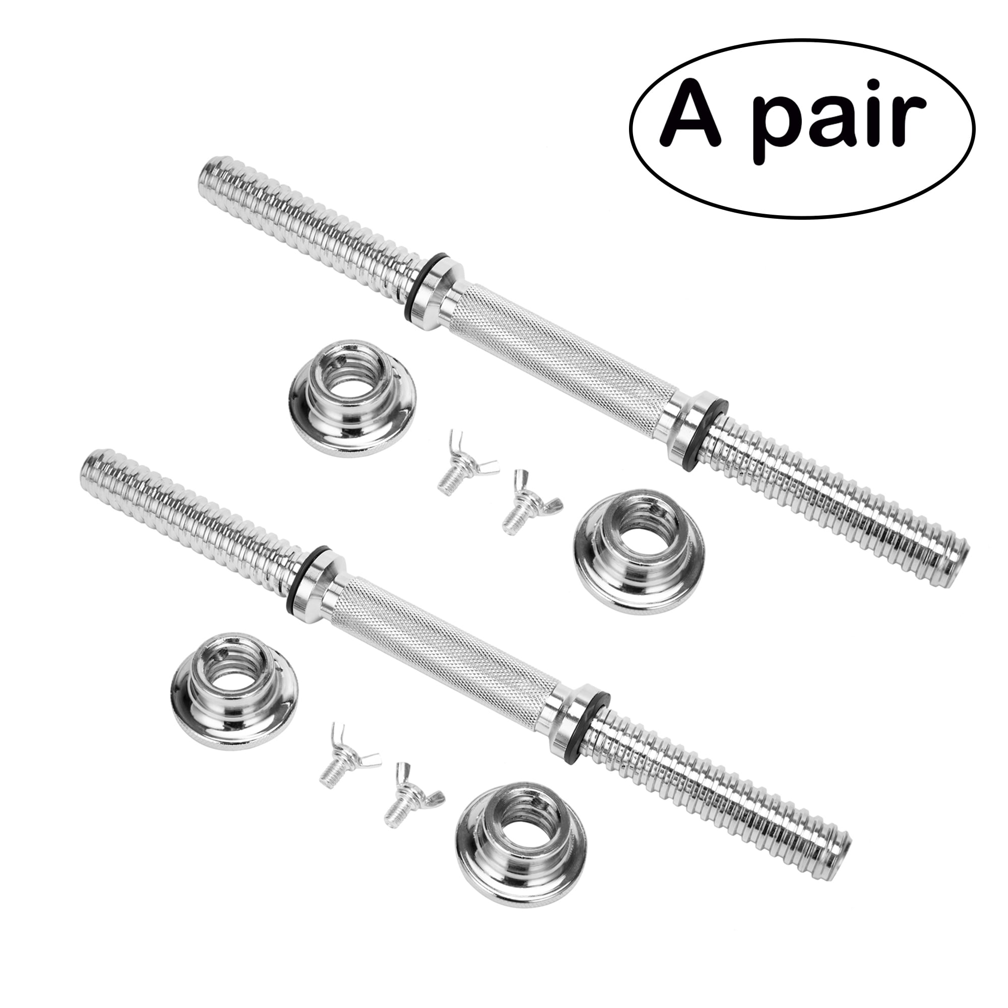 Adjustable Dumbbell Bar 1 inch Threaded Barbell Handles Home Gym Fitness 17.7" 