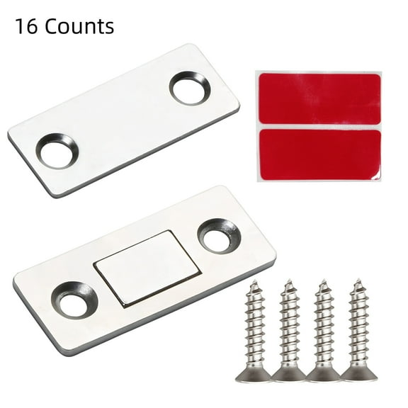 16 Counts Cabinet Magnetic Catch without Punching,Magnetic Strong Closuresfor Closing Cabinet door, Ultra-Thin Drawer Magnet Latch with Screws