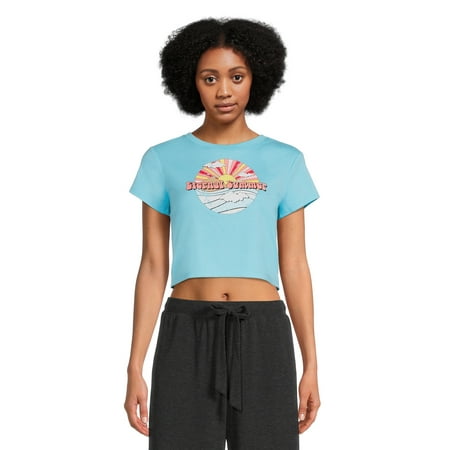

Celebrity Pink Juniors and Juniors Plus Graphic Cropped Sleep Tee with Short Sleeves Sizes XS-3X