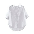 thumbnail image 2 of ITSAME Womens Summer Shirt, Lapel Solid Color Buttons Short Sleeve Daily Dressy Blouse White XL, 2 of 6