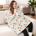 thumbnail image 4 of Wearable Lamb Fleece Blanket Hoodie,Pioneer Flower Floral Print Pattern Oversized Sherpa Blanket Hoodie with Super Pockets,Super Warm Fuzzy Pullover for Women & Men, 4 of 6