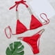 thumbnail image 4 of Gibobby Trajes de Baño para Mujer Natación playa traje de baño Bikini conjunto Bandeau vendaje mujeres Sexy diamante trajes de baño traje de baño Tankini(Rojo,CH), 4 of 5