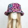 thumbnail image 5 of Xfvqtps Womens Fulffy Bucket Hat Fuzzy Leopard Print Fashion Thickened Windproof Coldproof Warm Winter Fishing Hat Hot Pink, 5 of 7