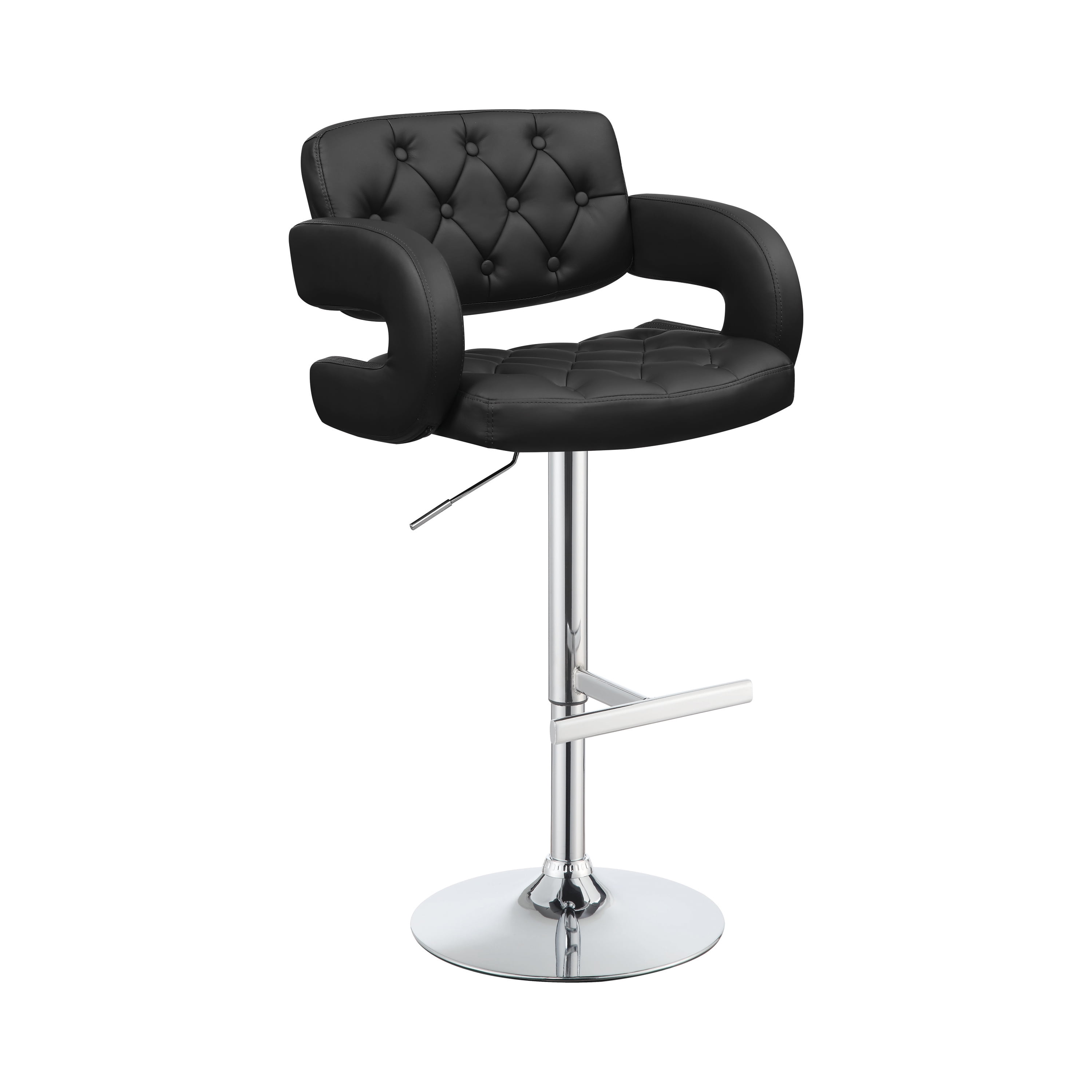 29" Adjustable Height Bar Stool Black and Chrome