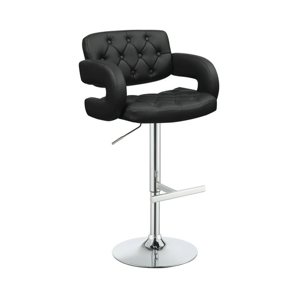 29" Adjustable Height Bar Stool Black and Chrome