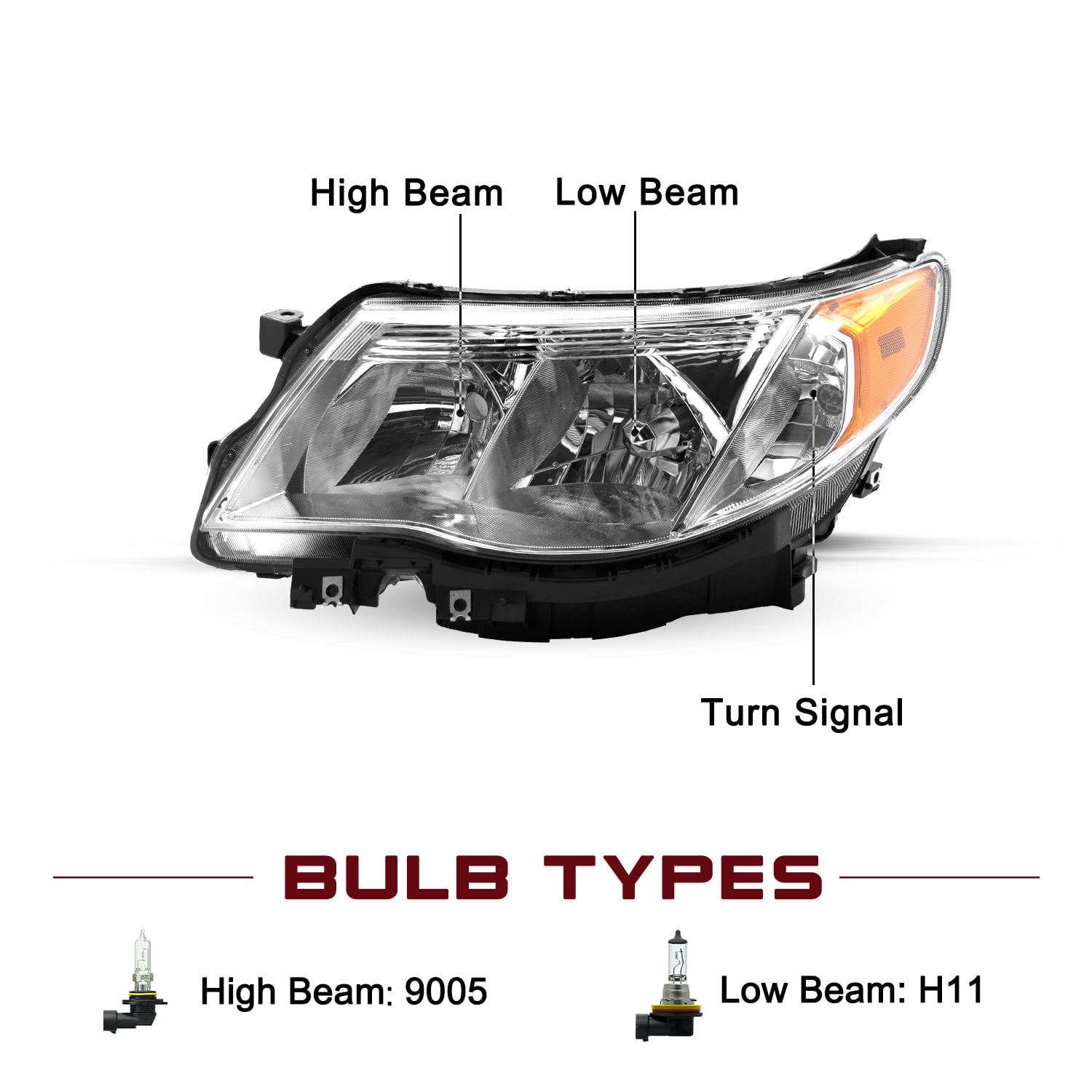 For 2009-2013 Subaru Forester Halogen Headlights Headlamps Assembly Left+Right