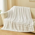thumbnail image 5 of Evlmd White Fleece Throw Blanket Twin Size 60"x 80", 3D Bubble Blankets & Throws for Couch/Beds, Fuzzy and Cozy Blanket, 5 of 10