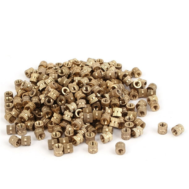 M4 x 6mm Female Thread Brass Knurled Threaded Insert Embedment Nuts