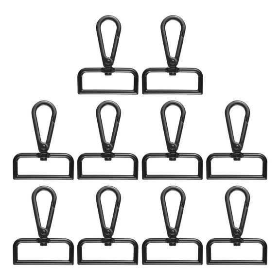 Uxcell 10pcs Metal D Ring Lobster Claw Clasp 1.5" 360° Swivel Snap Hook, Black