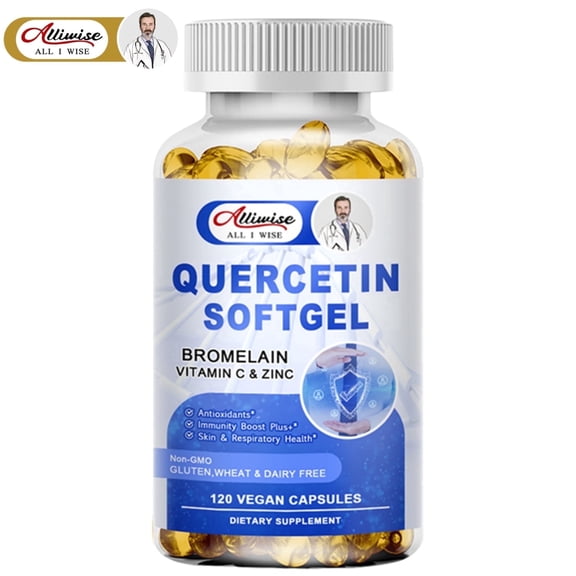 Alliwise Quercetin with Bromelain Vitamin & Zinc 1000mg - Antioxidant Supplement for Men and Women - Immunity Support - 120 Capsules