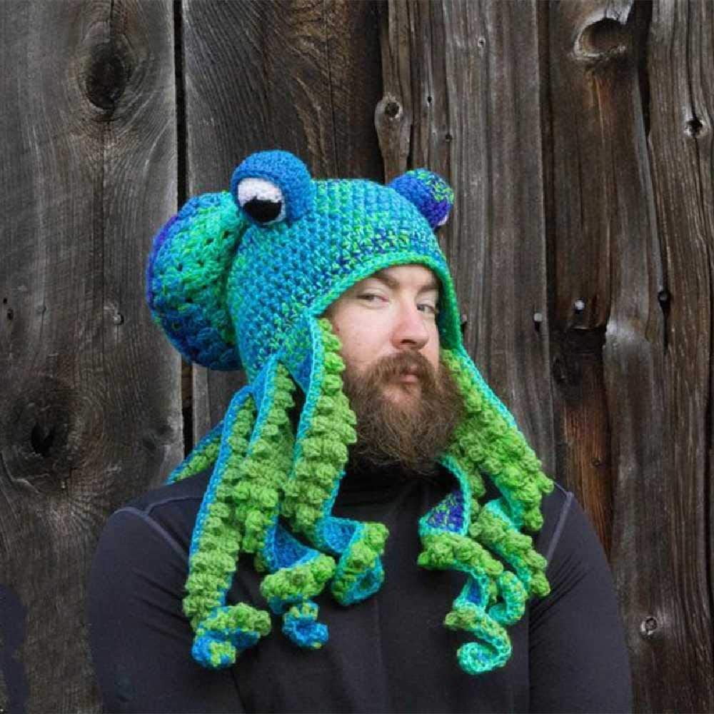 TIKTOK Same Paragraph XKiss Unisex Hand Weave Knitted Beanie Hat, Funny  Cartoon Octopus Long Tentacle Eyes Keep Warm Hat, Cosplay Hat Party Props