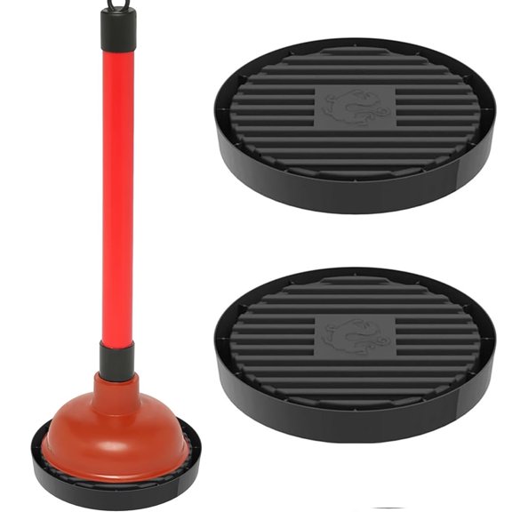 2Pcs Plunger Holder, Black Plunger Tray, Universal Plunger Mat for Toilet Plunger, Toilet Plunger Holder Only, Toilet Plunger Stand Catches Drips from Plunger, Dries Quickly