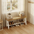 thumbnail image 6 of 43.3" Farmhouse Bench, End of Bed Bench,Solid Wood Entryway Bench, Indoor Bench, Rustic Wood Bench Seat for Indoor,Entryway, Dining Room, Living Room, Hallway, end Bed and Front Door, White, 6 of 7