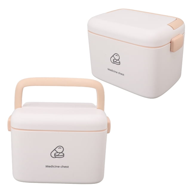 CAJA DE ALMACENAMIENTO DE MEDICAMENTOS DE PP ENGROSADA, Contenedor de Medicina Familiar Duradero Con Bandeja Extraible, Gran Capacidad, Para El Hogar y Los Vijes