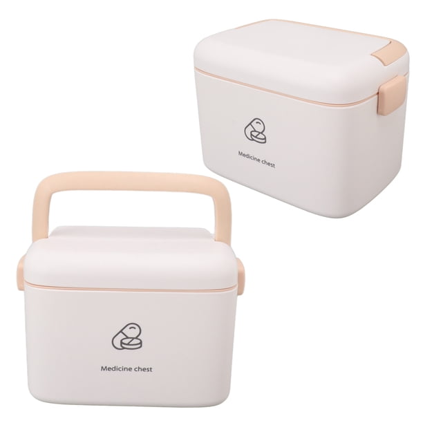 CAJA DE ALMACENAMIENTO DE MEDICAMENTOS DE PP ENGROSADA, Contenedor de Medicina Familiar Duradero Con Bandeja Extraible, Gran Capacidad, Para El Hogar y Los Vijes