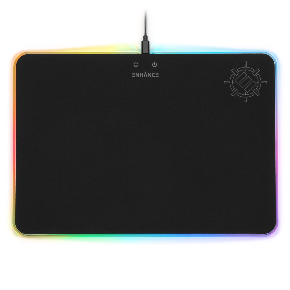 ENHANCE Large LED Gaming Mouse Pad with Fabric Surface Hard Mouse Mat