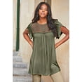 thumbnail image 3 of Roaman's Women's Plus Size Lace Yoke Pleated Tunic, 3 of 3