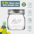 thumbnail image 3 of 24 Pack 8 oz Mason Jars with Regular Lids - Mini Glass Clear Mason Jars, Small Half Pint Canning Jars with Airtight Lids for Jam, Honey, Baby Foods, Overnight Oats, Party Favors, 3 of 6