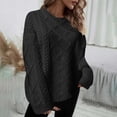 thumbnail image 2 of JYnXIANTI Womens Sweaters Solid Fashion Crewneck Long Sleeve Casual Loose Pullover Fall Winter Warm Cable Knit Tops, 2 of 6