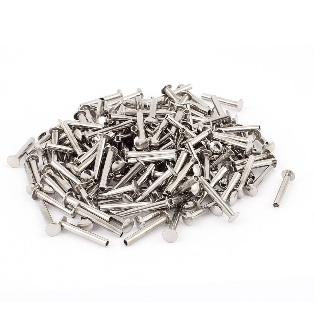 200 Pcs M3 x 20mm Nickel Plated Truss Head SemiTubular Rivets