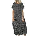 thumbnail image 2 of JINMGG 2026 Summer Dresses under $10.00 Women Plus Size Pockets O-Neck Polka Dot Printing Short Sleeve Casual Long Dress, 2 of 4