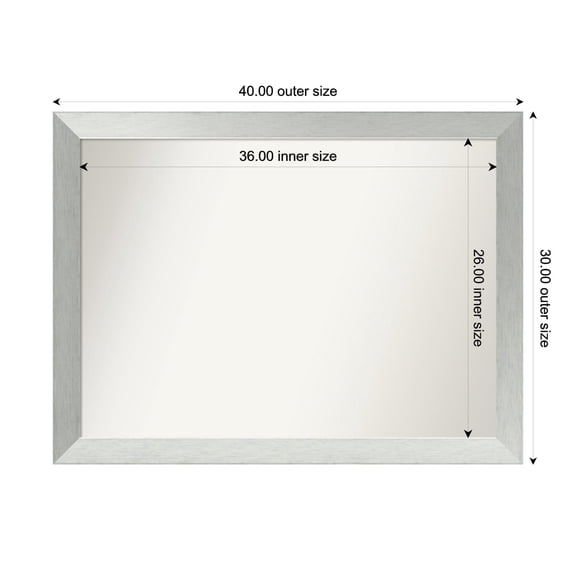 Amanti Art Custom Framed Wall and Bathroom Mirror (30 x 40 in.), Brushed Sterling Silver Frame