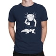 thumbnail image 2 of Coffee-Loving Axolotl Illustration Men's T-shirt Navy, 2 of 3