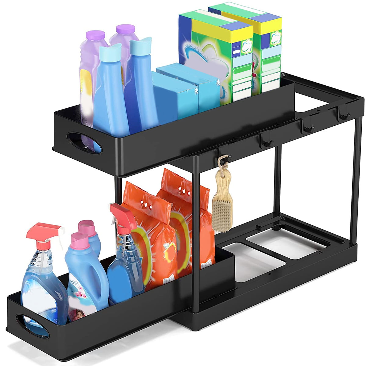 R RUIMEI 2 Pack 2-Tier Under Sink Organizer Multipurpose Slide-Out Storage  Container with Handle Kitchen Organization and Storage, Bathroom