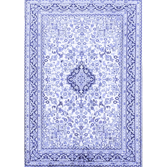 Ahgly Company Indoor Rectangle Medallion Blue Traditional Area Rugs, 2' x 4'