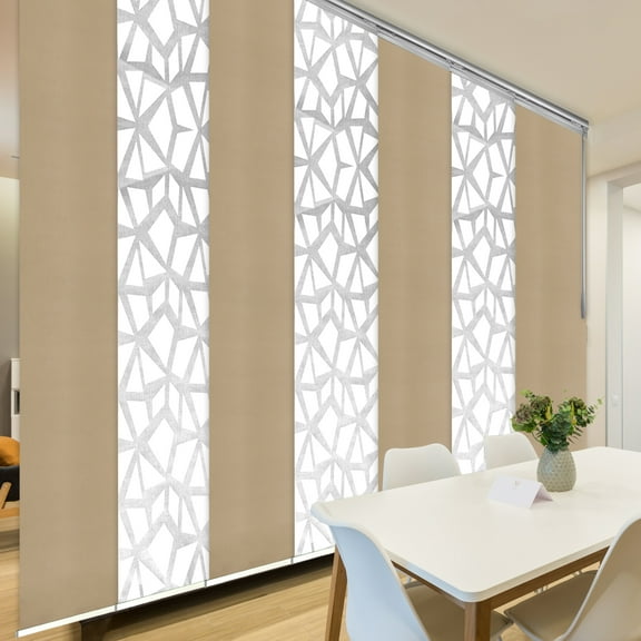 Domovina 7 Panel Track Vertical Blinds, Adjustable 110-153"W x 91.4"H - Splinter/Lydos