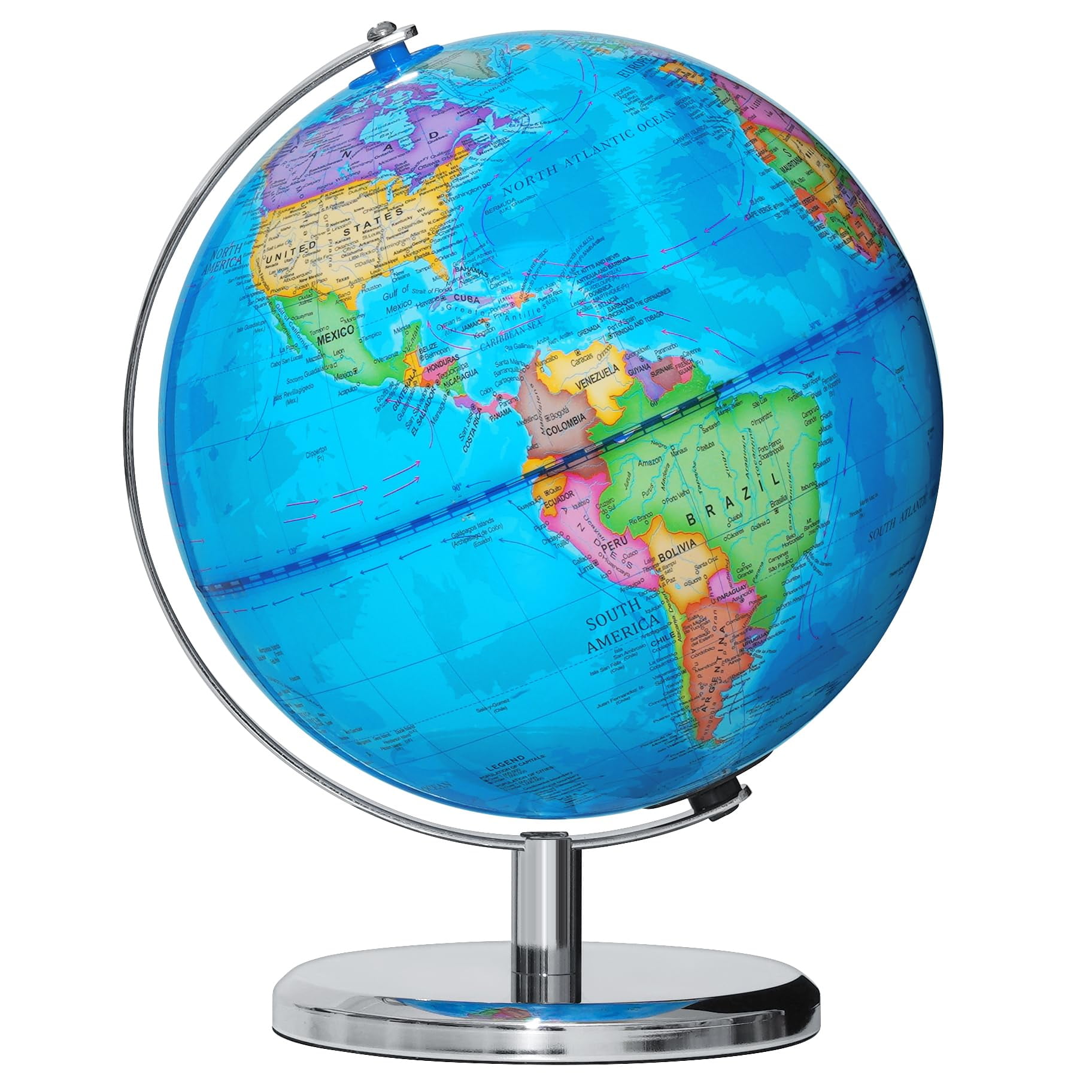 World Globe with Metal Stand HD Map for Learning & Decor