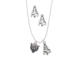 thumbnail image 2 of Delight Jewelry Silvertone Small Wildcat - Mascot Silver tone Zig Zag Christmas Tree Charm Necklace and Stud Earrings, 2 of 4