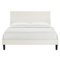 thumbnail image 4 of Platform Bed Frame, Tufted, White, Velvet, Mid Century Bedroom, Modern Contemporary Boutique HB35540, 4 of 8