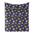 thumbnail image 1 of Cartoon Airplane Soft Flannel Fleece Blanket, Transportation Theme Boys Playroom Pattern with Cars Submarines and Planes, Cozy Plush for Indoor and Outdoor Use, 50" x 60", Multicolor, by Ambesonne, 1 of 6