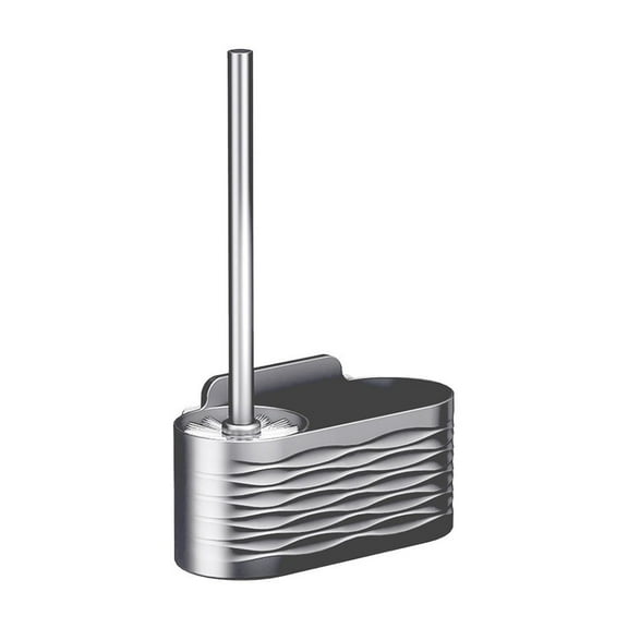 SouMaox Toilet Bowl Brush Stainless Steel Scrubber Modern Bathroom Cleaner Set Compact Long Handle Scrubbing Wand Sturdy Base Washable Head