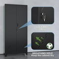 thumbnail image 4 of Metal Storage Cabinet with Locking Doors, 61" Tall Garage with Hanging Rod, Broom Closet, Freestanding Bathroom Storage Cabinet, Cleaning Tool,Black, 4 of 6