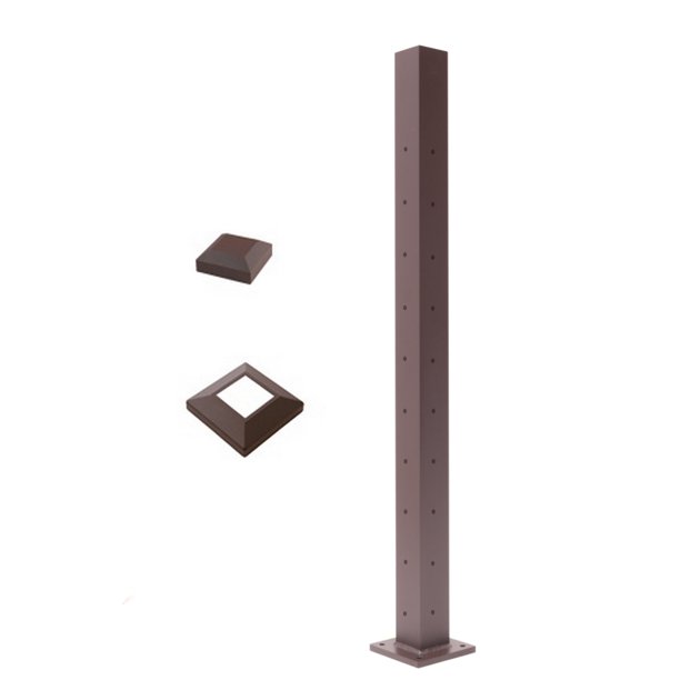 Deckorators Cable Rail Corner Post Kit, Weathered Brown 39 in