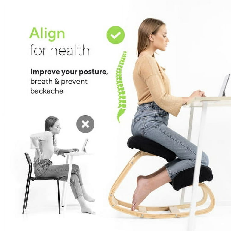 Luxton Ergonomic Kneeling Chair - Comfortable Padded Office Desk Chair for  Posture Support - Angled Rocking Stool & Balancing Seat - Natural Relief