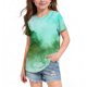 thumbnail image 1 of Blusas y camisas de manga corta con cuello redondo Camiseta estampada de manga corta para niños Cuello redondo Media manga Casual Versátil Top de poliéster para niñas, 1 of 5